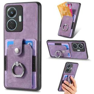 For vivo Y55 Retro Skin-feel Ring Card Wallet Phone Case(Purple)