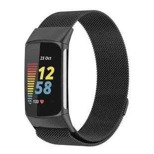 For Fitbit Charge 6 Milan Magnetic Metal Steel Mesh Watch Band(Black)