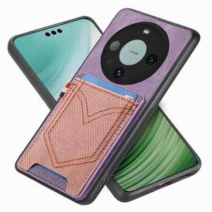 For Huawei Mate 60 Pro Denim Texture Leather Skin Phone Case with Card Slot(Purple)