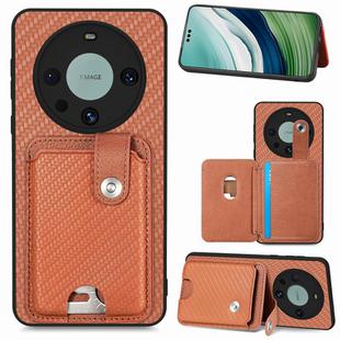 For Huawei Mate 60 Pro Card Wallet Kickstand Back Phone Case with Tool Knife(Brown)