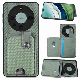 For Huawei Mate 60 Pro Card Wallet Kickstand Back Phone Case with Tool Knife(Green)