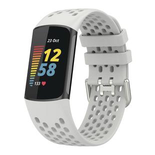 For Fitbit Charge 5 Solid Color Breathable Sports Silicone Watch Band(Starlight Color)