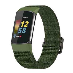 For Fitbit Charge 6 Elastic Nylon Braid Watch Band(Army Green)