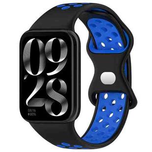 For Xiaomi Mi Band 8 Pro Dual Color Butterfly Buckle Silicone Watch Band(Black Blue)