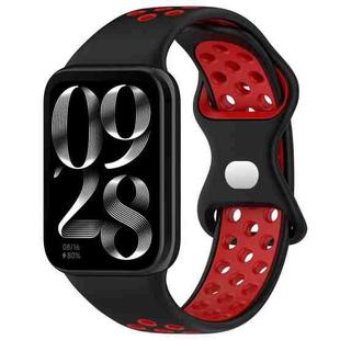 For Xiaomi Mi Band 8 Pro Dual Color Butterfly Buckle Silicone Watch Band(Black Red)