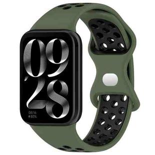 For Xiaomi Mi Band 8 Pro Dual Color Butterfly Buckle Silicone Watch Band(Olive Green Black)