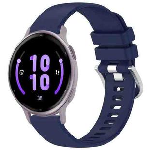 For Garmin Active5 Liquid Glossy Silver Buckle Silicone Watch Band(Dark Blue)