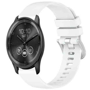 For Garmin VivoMove Trend Liquid Glossy Silver Buckle Silicone Watch Band(White)