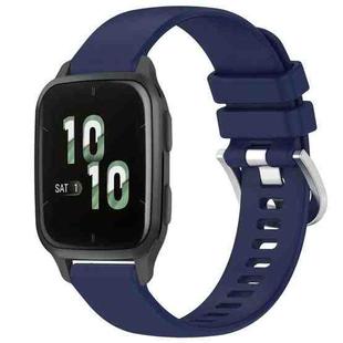 For Garmin Venu SQ2 Liquid Glossy Silver Buckle Silicone Watch Band(Dark Blue)