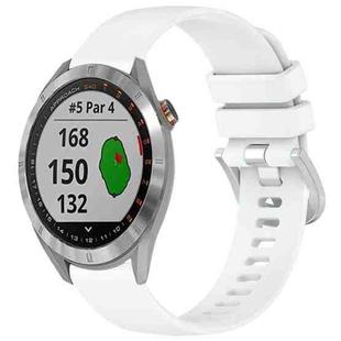 For Garmin Approach S40 Liquid Glossy Silver Buckle Silicone Watch Band(White)