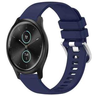 For Garmin VivoMove Style / Vivomove Liquid Glossy Silver Buckle Silicone Watch Band(Dark Blue)