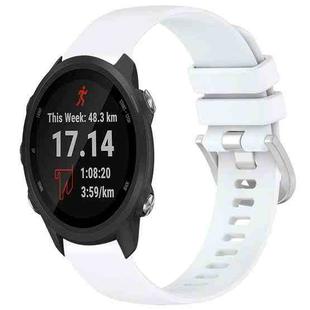 For Garmin Forerunner245 / 245 Music Liquid Glossy Silver Buckle Silicone Watch Band(White)