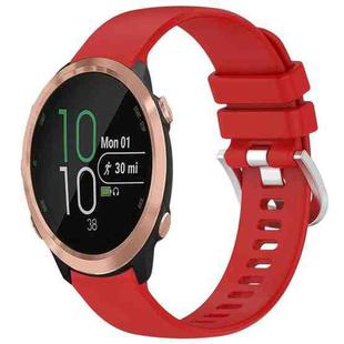 For Garmin Forerunner 645 / 645 Music Liquid Glossy Silver Buckle Silicone Watch Band(Red)