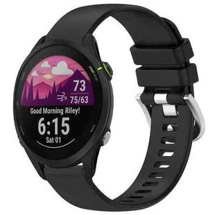 For Garmin Forerunner 255S Music / 255S Liquid Glossy Silver Buckle Silicone Watch Band(Black)