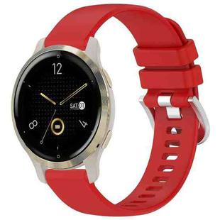 For Garmin Venu 2S Liquid Glossy Silver Buckle Silicone Watch Band(Red)