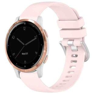 For Garmin Vivoactive 4S Liquid Glossy Silver Buckle Silicone Watch Band(Pink)