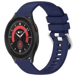 For Samsung Galaxy 5 / 5 Pro Liquid Glossy Silver Buckle Silicone Watch Band(Dark Blue)