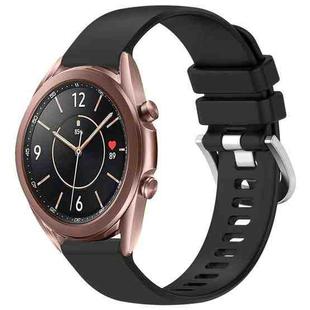 For Samsung Galaxy Watch 3 41mm Liquid Glossy Silver Buckle Silicone Watch Band(Black)