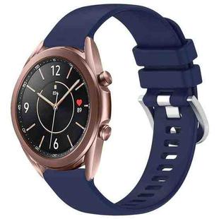 For Samsung Galaxy Watch 3 41mm Liquid Glossy Silver Buckle Silicone Watch Band(Dark Blue)