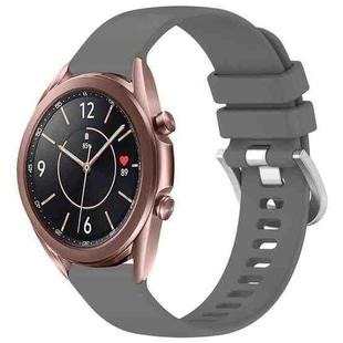 For Samsung Galaxy Watch 3 41mm Liquid Glossy Silver Buckle Silicone Watch Band(Gray)