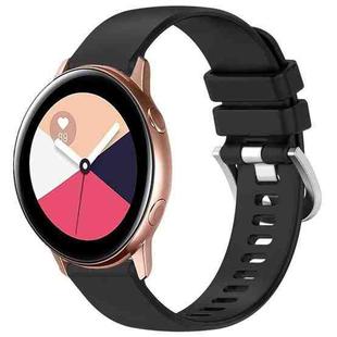 For Samsung Galaxy Watch Active / Active 2 Liquid Glossy Silver Buckle Silicone Watch Band(Black)