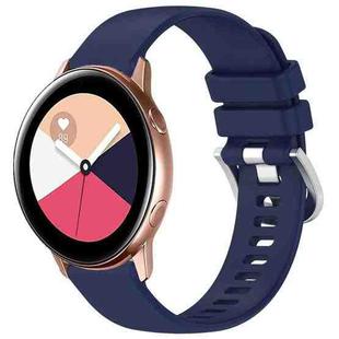 For Samsung Galaxy Watch Active / Active 2 Liquid Glossy Silver Buckle Silicone Watch Band(Dark Blue)