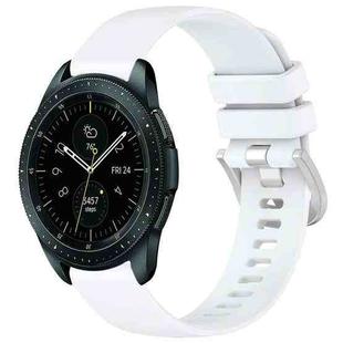 For Samsung Galaxy Watch 42mm Liquid Glossy Silver Buckle Silicone Watch Band(White)