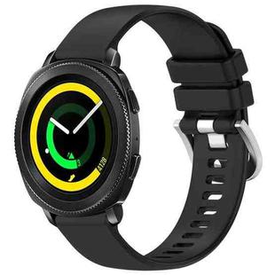 For Samsung Gear Sport Liquid Glossy Silver Buckle Silicone Watch Band(Black)