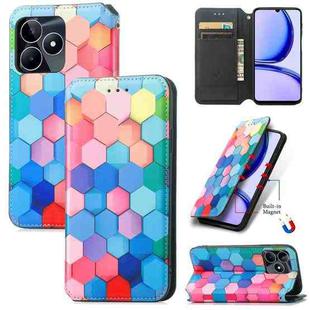 For Realme C53 CaseNeo Colorful Magnetic Leather Phone Case(Colored Squares)