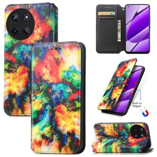 For Realme 11 4G Global CaseNeo Colorful Magnetic Leather Phone Case(Colorful Cloud)