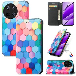 For Realme 11 4G Global CaseNeo Colorful Magnetic Leather Phone Case(Colored Squares)