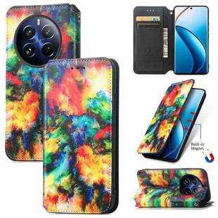 For Realme 12 Pro CaseNeo Colorful Magnetic Leather Phone Case(Colorful Cloud)