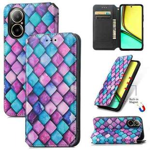 For Realme C67 4G CaseNeo Colorful Magnetic Leather Phone Case(Purple Scales)