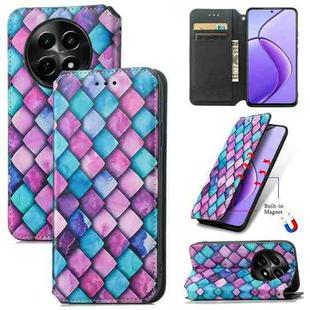 For  Realme 12 CaseNeo Colorful Magnetic Leather Phone Case(Purple Scales)
