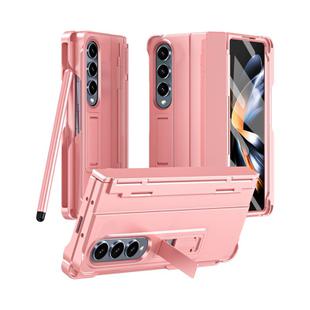 For Samsung Galaxy Z Fold4 Diamond Case-film Integral Hinge Shockproof Phone Case with Pen(Pink)