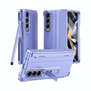 For Samsung Galaxy Z Fold4 Diamond Case-film Integral Hinge Shockproof Phone Case with Pen(Purple)