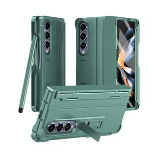 For Samsung Galaxy Z Fold3 5G Diamond Case-film Integral Hinge Shockproof Phone Case with Pen(Green)
