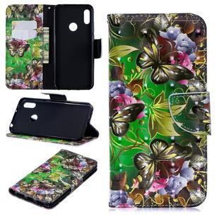 3D Colored Drawing Pattern Horizontal Flip Leather Case for Huawei Y6 / Y6 Pro, with Holder & Card Slots & Wallet(Green Butterfly)