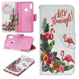 3D Colored Drawing Pattern Horizontal Flip Leather Case for Huawei Y6 / Y6 Pro, with Holder & Card Slots & Wallet(English Flamingo)