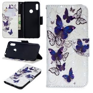 3D Colored Drawing Pattern Horizontal Flip Leather Case for Huawei Y6 / Y6 Pro, with Holder & Card Slots & Wallet(Butterflies)