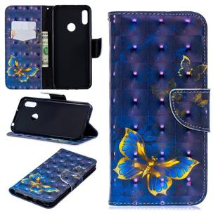 3D Colored Drawing Pattern Horizontal Flip Leather Case for Huawei Y6 / Y6 Pro, with Holder & Card Slots & Wallet(Butterfly)