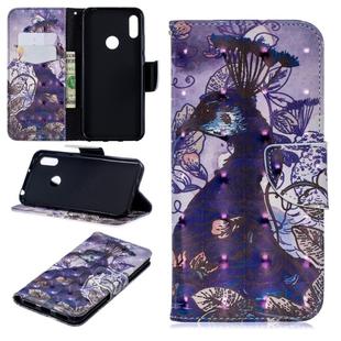 3D Colored Drawing Pattern Horizontal Flip Leather Case for Huawei Y6 / Y6 Pro, with Holder & Card Slots & Wallet(Peacock)