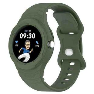 For Goolge  Pixel Watch 2 Leather Texture Silicone Integrated Watch Band(Dark Green)