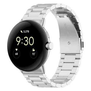 For Google Pixel Watch 2 Three Bead Stainless Steel Metal Watch Band(Silver)