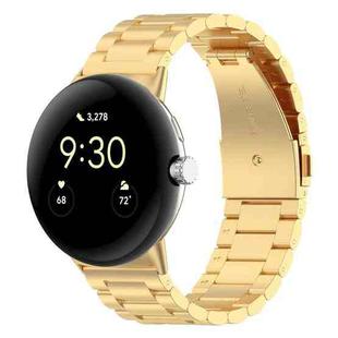 For Google Pixel Watch 2 Three Bead Stainless Steel Metal Watch Band(Gold)