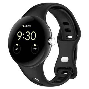 For Google Pixel Watch 2 Small Waist Butterfly Buckle Silicone Watch Band(Black)