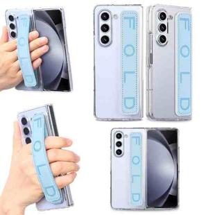 For Samsung Galaxy Z Fold5 5G Wristband Transparent Phone Case(Blue)