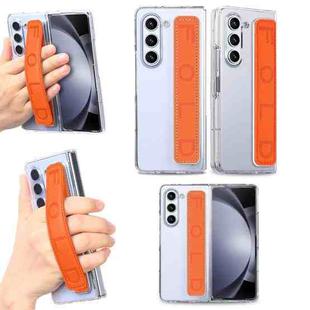 For Samsung Galaxy Z Fold5 5G Wristband Transparent Phone Case(Orange)