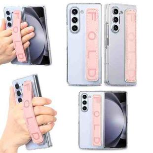 For Samsung Galaxy Z Fold5 5G Wristband Transparent Phone Case(Pink)