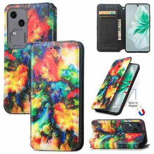 For vivo S18 CaseNeo Colorful Magnetic Leather Phone Case(Colorful Cloud)
